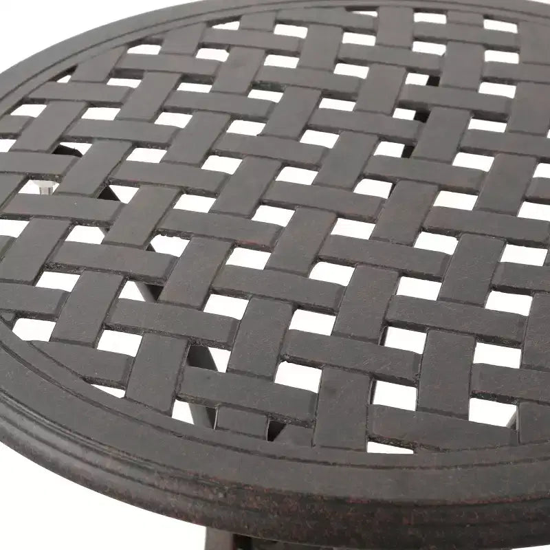 GDFStudio Louis Table d'appoint ronde d'extérieur en aluminium moule, bronze