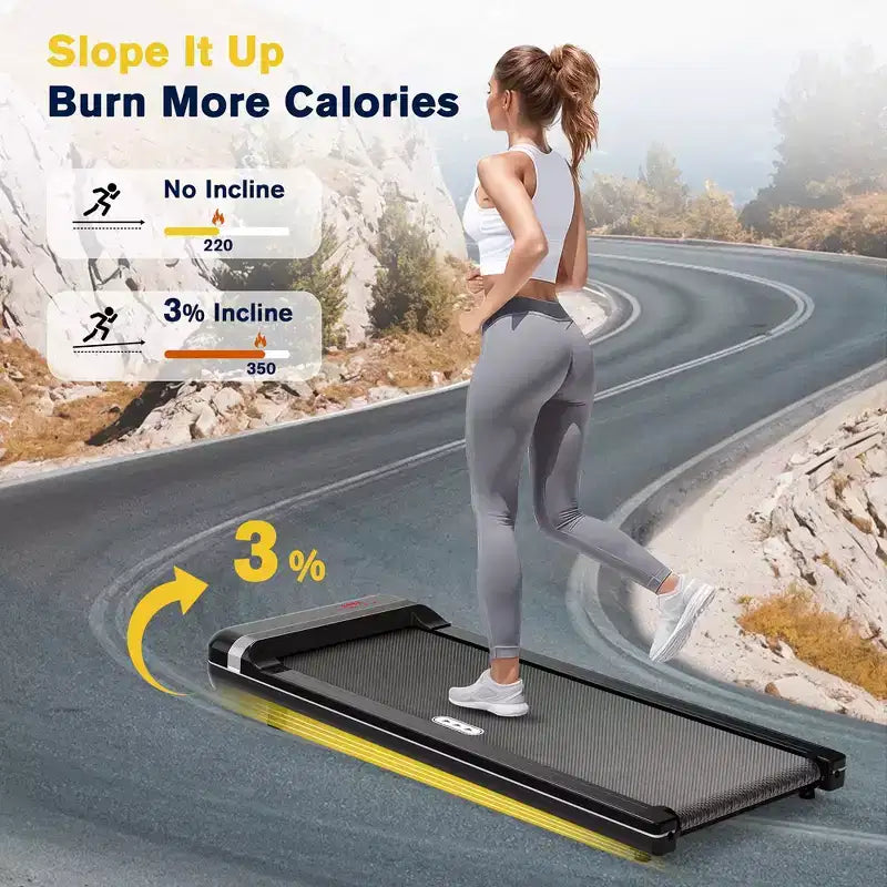 Tapis de marche Redliro avec inclinaison, tapis de course sous le bureau, ajustement d'inclinaison en 1 étape, tapis de course pour la maison ou le bureau, portable pour la marche et le jogging