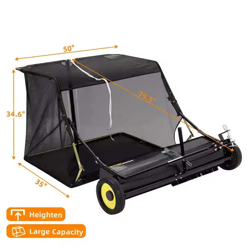 Balayeuse de pelouse tractée de 50 pouces avec hauteur réglable