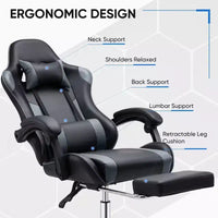 Chaise de jeu de course ergonomique JIONJOY avec dossier haut, soutien lombaire et accoudoirs réglables