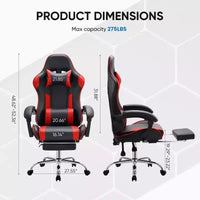 Chaise de jeu de course ergonomique JIONJOY avec dossier haut, soutien lombaire et accoudoirs réglables