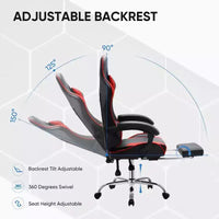Chaise de jeu de course ergonomique JIONJOY avec dossier haut, soutien lombaire et accoudoirs réglables