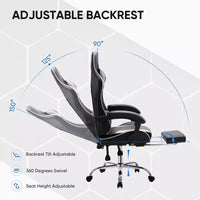 Chaise de jeu de course ergonomique JIONJOY avec dossier haut, soutien lombaire et accoudoirs réglables