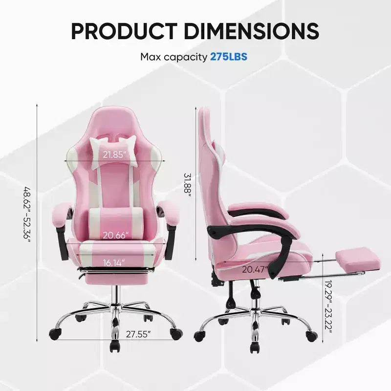 Chaise de jeu de course ergonomique JIONJOY avec dossier haut, soutien lombaire et accoudoirs réglables