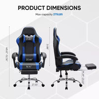 Chaise de jeu de course ergonomique JIONJOY avec dossier haut, soutien lombaire et accoudoirs réglables