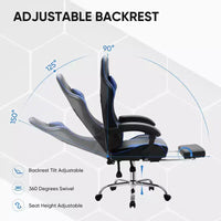Chaise de jeu de course ergonomique JIONJOY avec dossier haut, soutien lombaire et accoudoirs réglables