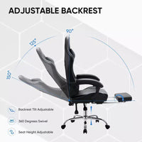 Chaise de jeu de course ergonomique JIONJOY avec dossier haut, soutien lombaire et accoudoirs réglables