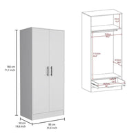 Ensemble de chambre FM Furniture Canaan 2 pièces avec armoire et commode à 6 tiroirs, blanc