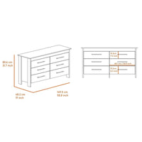 Ensemble de chambre FM Furniture Canaan 2 pièces avec armoire et commode à 6 tiroirs, blanc