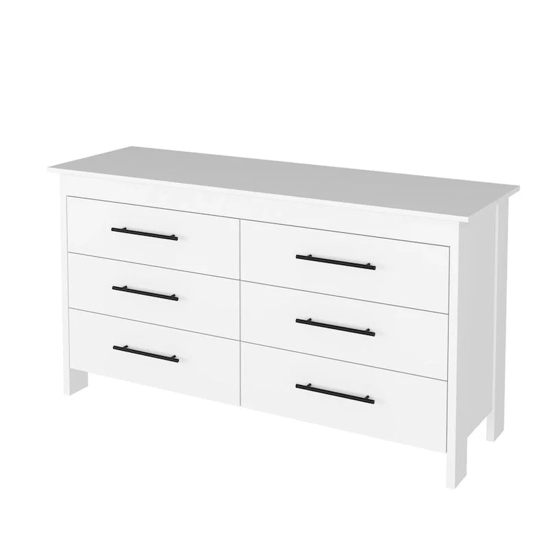 Ensemble de chambre FM Furniture Canaan 2 pièces avec armoire et commode à 6 tiroirs, blanc