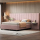 Lit plateforme pleine taille en velours capitonné avec grande tête de lit, meubles de chambre à coucher