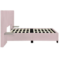 Lit plateforme pleine taille en velours capitonné avec grande tête de lit, meubles de chambre à coucher