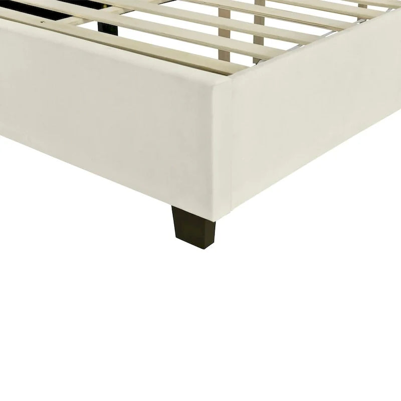Lit plateforme pleine taille en velours capitonné avec grande tête de lit, meubles de chambre à coucher
