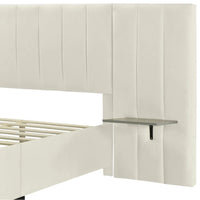 Lit plateforme pleine taille en velours capitonné avec grande tête de lit, meubles de chambre à coucher