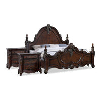 Furniture of America Eugene Ensemble de chambre traditionnel 3 pièces en bois cerisier foncé à panneaux