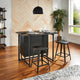 Îlot de cuisine Oyala à finition noire, 2 portes, avec prises électriques et ports USB et 2 tabourets par iNSPIRE Q Modern