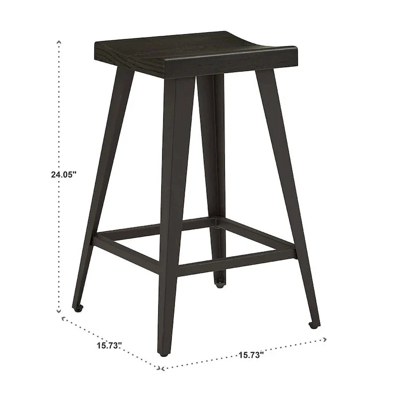 Îlot de cuisine Oyala à finition noire, 2 portes, avec prises électriques et ports USB et 2 tabourets par iNSPIRE Q Modern