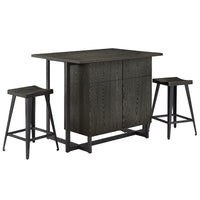 Îlot de cuisine Oyala à finition noire, 2 portes, avec prises électriques et ports USB et 2 tabourets par iNSPIRE Q Modern