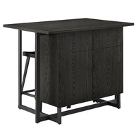 Îlot de cuisine Oyala à finition noire, 2 portes, avec prises électriques et ports USB et 2 tabourets par iNSPIRE Q Modern