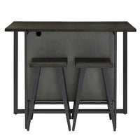 Îlot de cuisine Oyala à finition noire, 2 portes, avec prises électriques et ports USB et 2 tabourets par iNSPIRE Q Modern