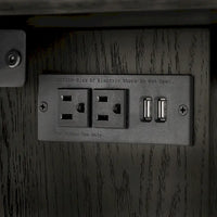Îlot de cuisine Oyala à finition noire, 2 portes, avec prises électriques et ports USB et 2 tabourets par iNSPIRE Q Modern