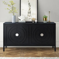 Buffet rétro à porte avec design de rainure circulaire - N/A