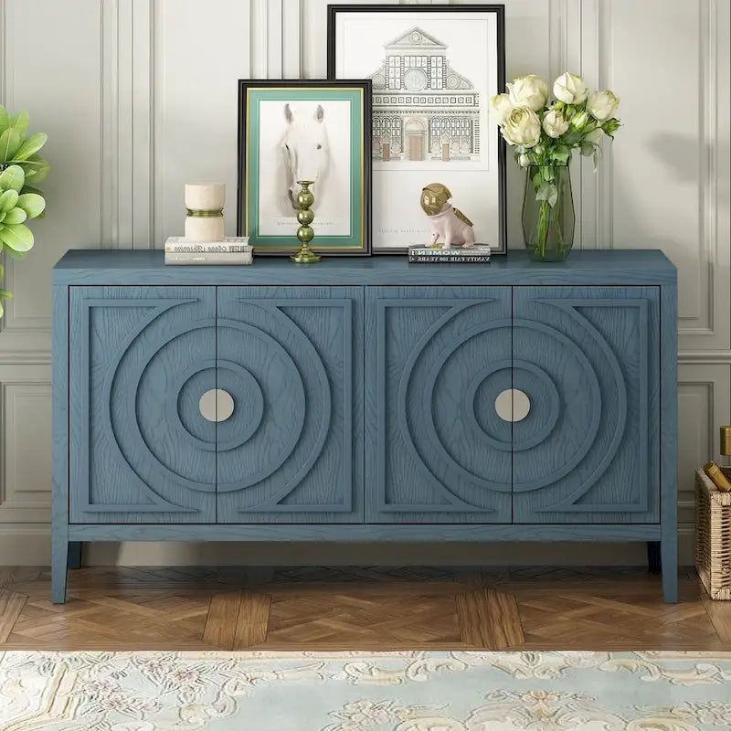 Buffet rétro à porte avec design de rainure circulaire - N/A