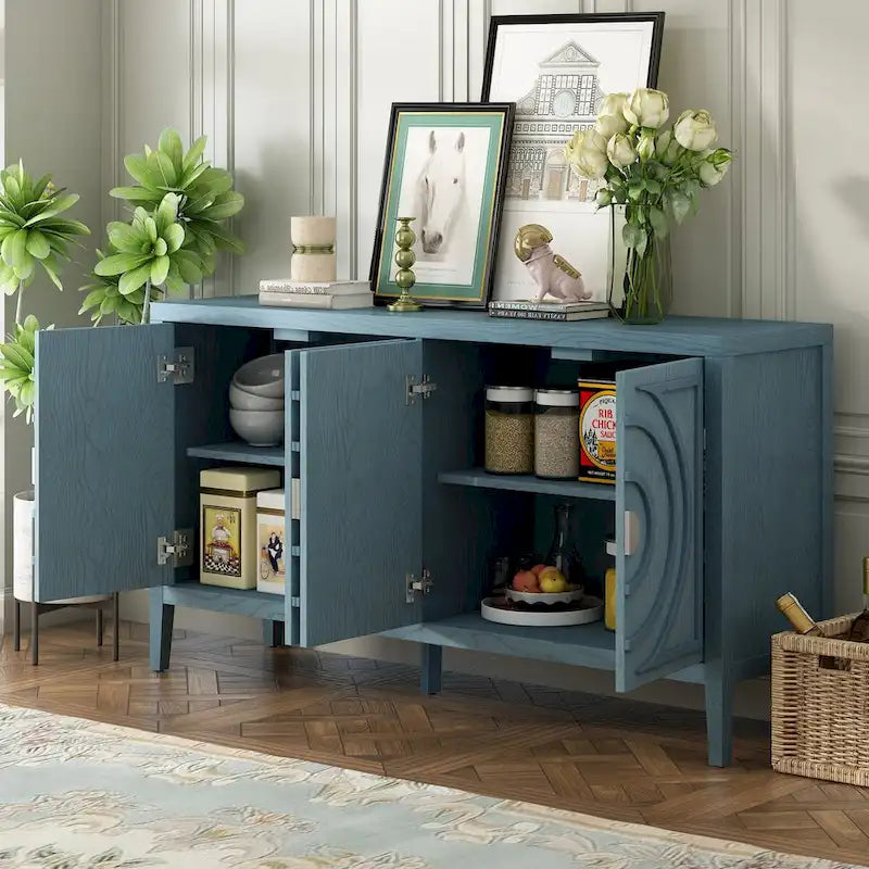Buffet rétro à porte avec design de rainure circulaire - N/A