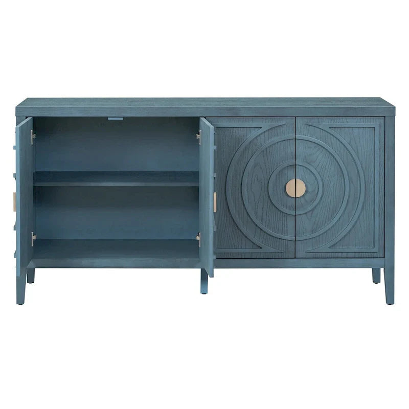 Buffet rétro à porte avec design de rainure circulaire - N/A