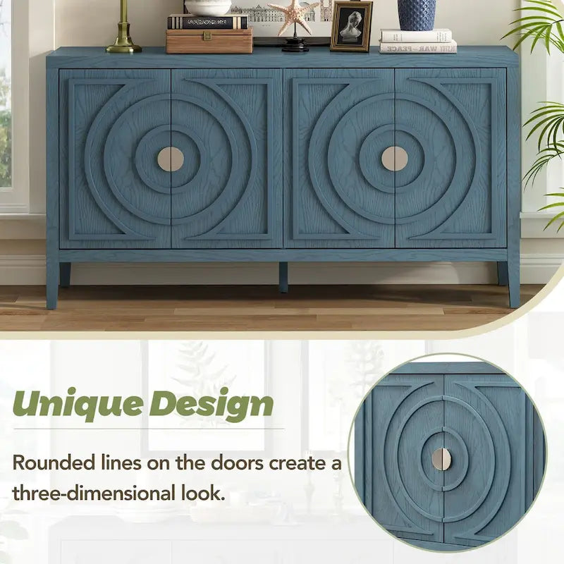 Buffet rétro à porte avec design de rainure circulaire - N/A