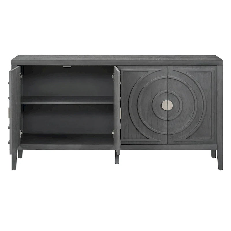 Buffet rétro à porte avec design de rainure circulaire - N/A