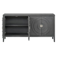 Buffet rétro à porte avec design de rainure circulaire - N/A