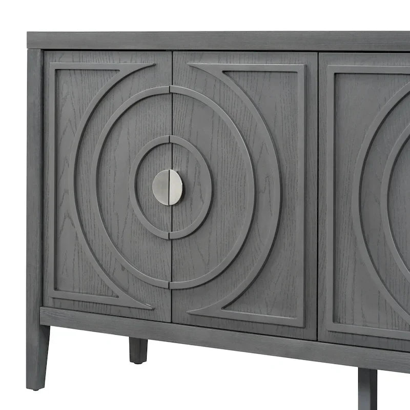 Buffet rétro à porte avec design de rainure circulaire - N/A