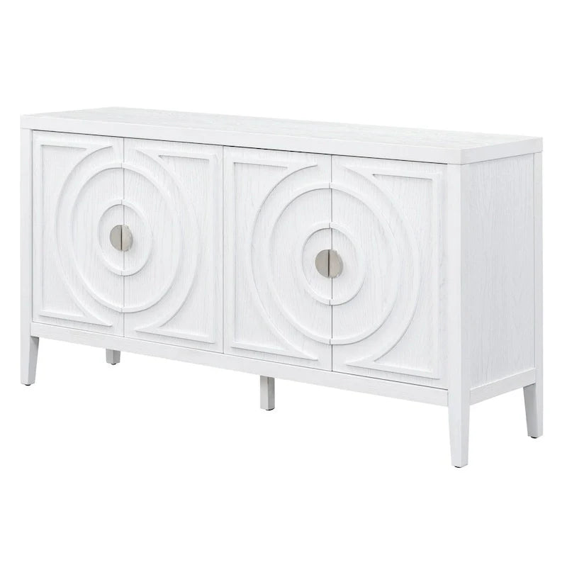Buffet rétro à porte avec design de rainure circulaire - N/A
