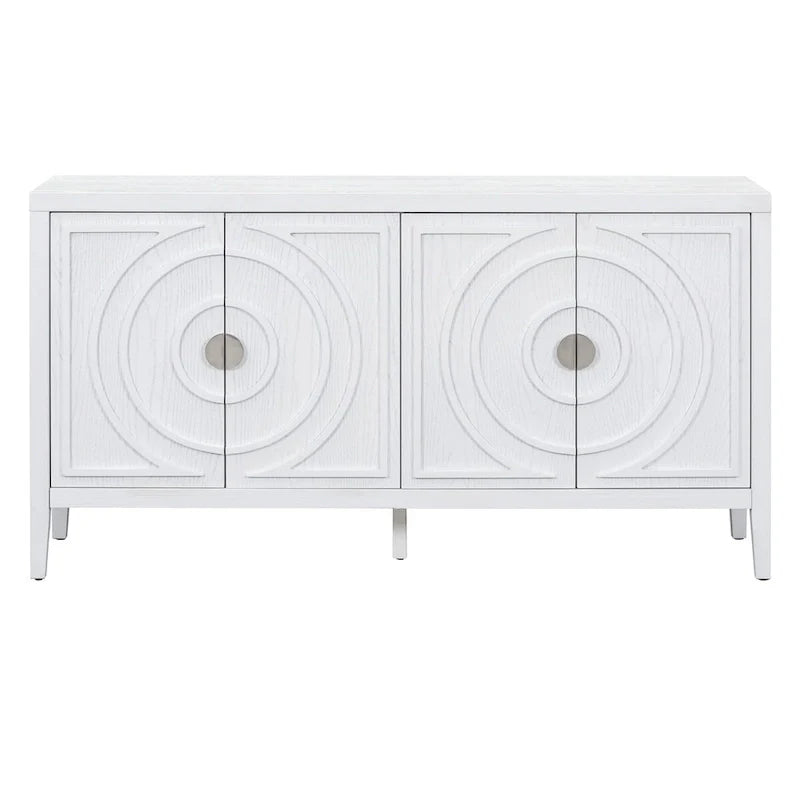 Buffet rétro à porte avec design de rainure circulaire - N/A