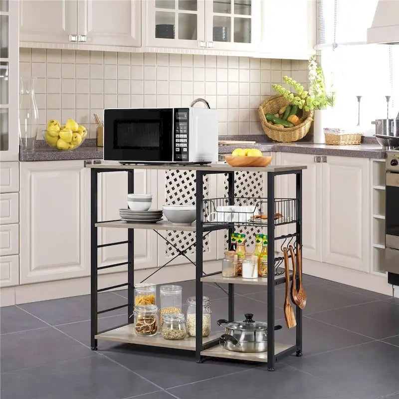 Étagère de Rangement pour Îlot de Cuisine Yaheetech en Métal, Meuble de Rangement pour Micro-ondes