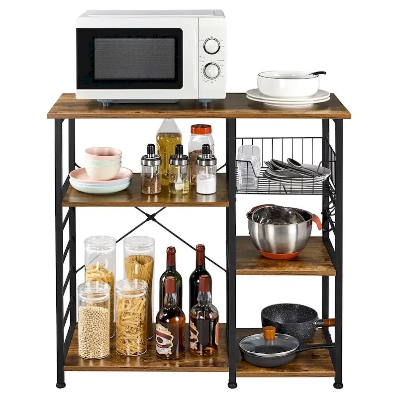 Étagère de Rangement pour Îlot de Cuisine Yaheetech en Métal, Meuble de Rangement pour Micro-ondes