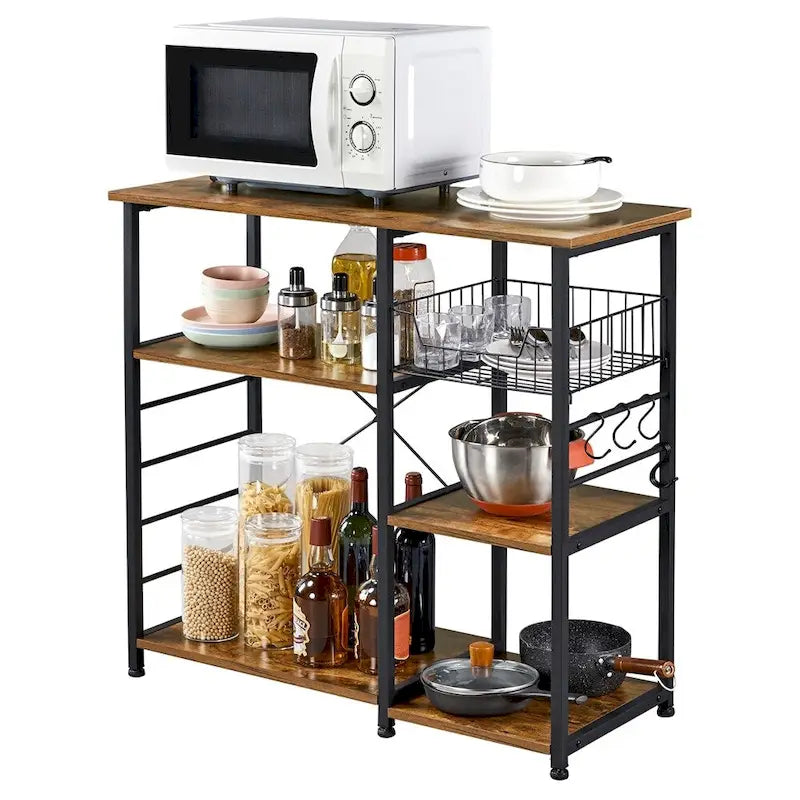 Étagère de Rangement pour Îlot de Cuisine Yaheetech en Métal, Meuble de Rangement pour Micro-ondes