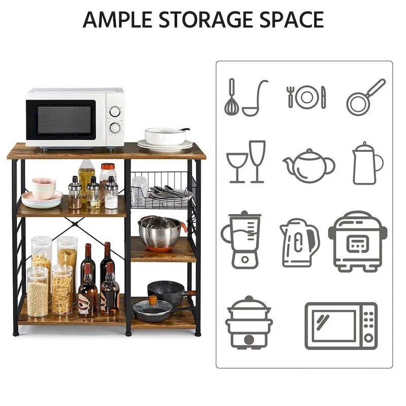 Étagère de Rangement pour Îlot de Cuisine Yaheetech en Métal, Meuble de Rangement pour Micro-ondes