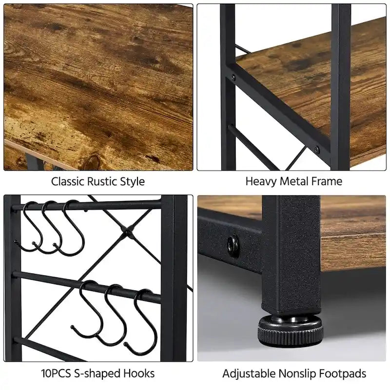 Étagère de Rangement pour Îlot de Cuisine Yaheetech en Métal, Meuble de Rangement pour Micro-ondes