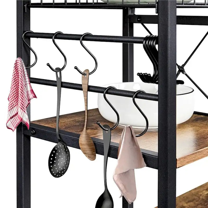 Étagère de Rangement pour Îlot de Cuisine Yaheetech en Métal, Meuble de Rangement pour Micro-ondes