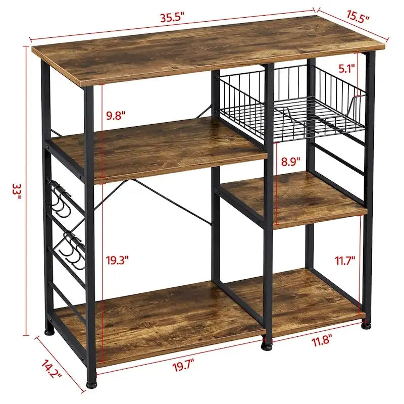 Étagère de Rangement pour Îlot de Cuisine Yaheetech en Métal, Meuble de Rangement pour Micro-ondes