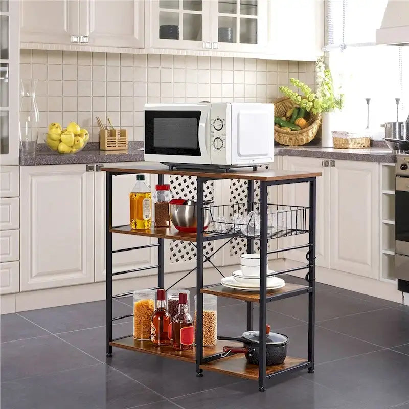Étagère de Rangement pour Îlot de Cuisine Yaheetech en Métal, Meuble de Rangement pour Micro-ondes