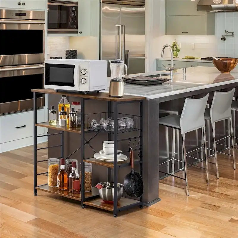 Étagère de Rangement pour Îlot de Cuisine Yaheetech en Métal, Meuble de Rangement pour Micro-ondes