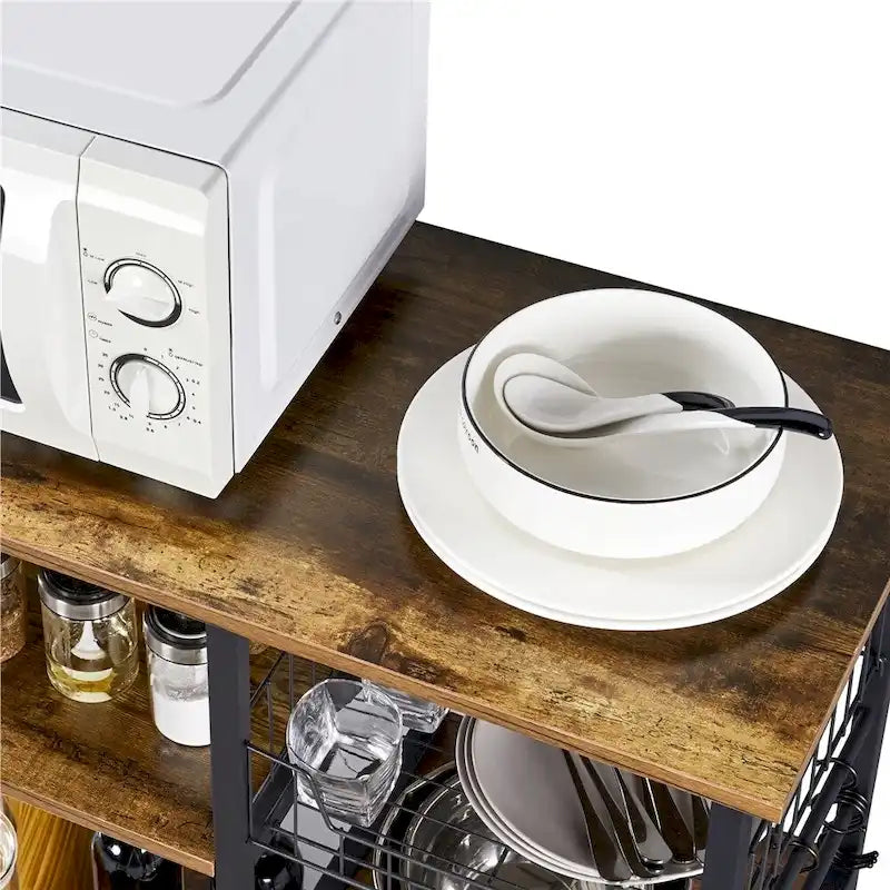 Étagère de Rangement pour Îlot de Cuisine Yaheetech en Métal, Meuble de Rangement pour Micro-ondes