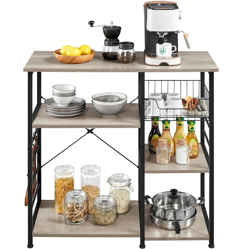 Étagère de Rangement pour Îlot de Cuisine Yaheetech en Métal, Meuble de Rangement pour Micro-ondes