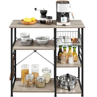 Étagère de Rangement pour Îlot de Cuisine Yaheetech en Métal, Meuble de Rangement pour Micro-ondes