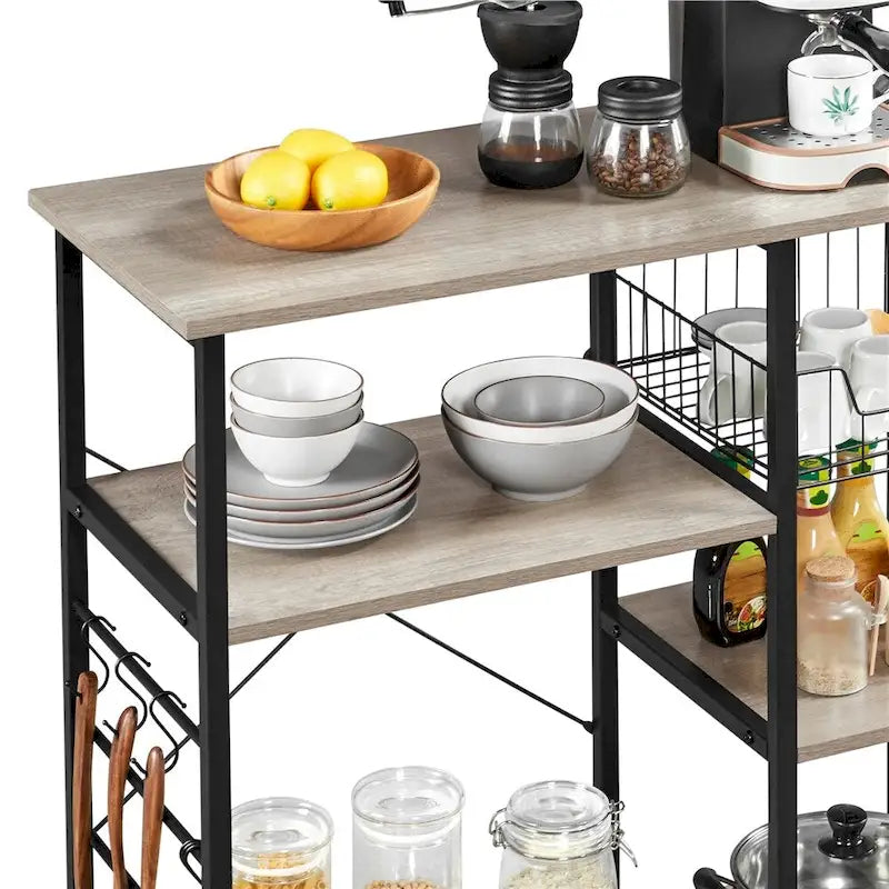Étagère de Rangement pour Îlot de Cuisine Yaheetech en Métal, Meuble de Rangement pour Micro-ondes