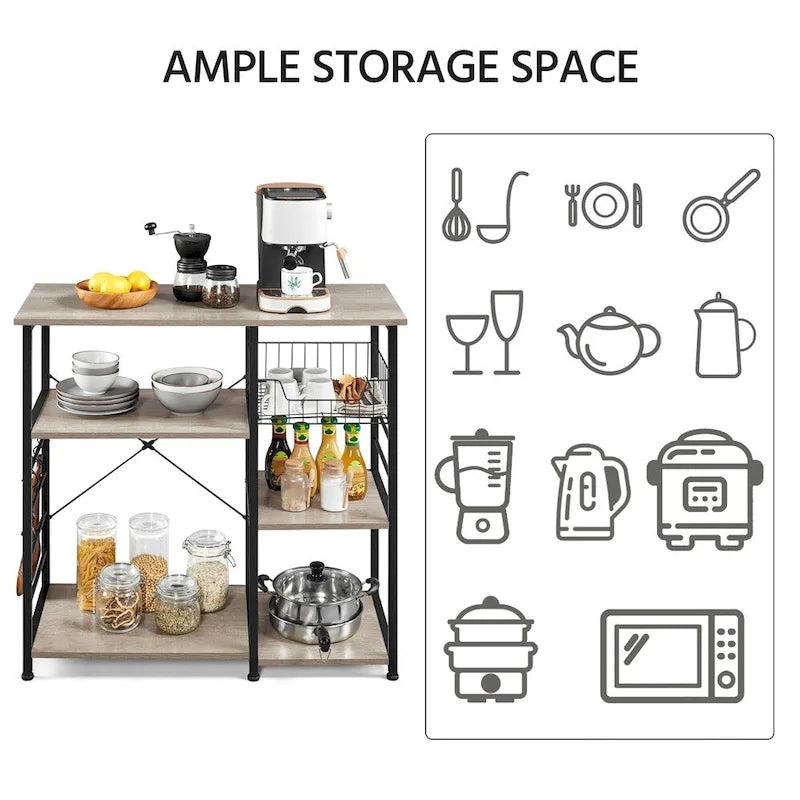 Étagère de Rangement pour Îlot de Cuisine Yaheetech en Métal, Meuble de Rangement pour Micro-ondes
