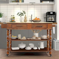 Îlot de cuisine roulant avec rangement, roulettes, porte-bouteilles et étagère à épices